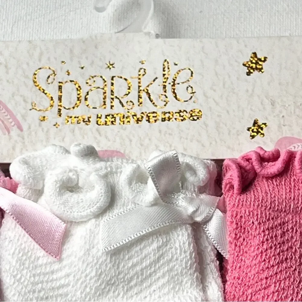 Sparkle My Universe Kids Bow Ankle Multi-pack Socks Sz 6-12 M Six Pairs